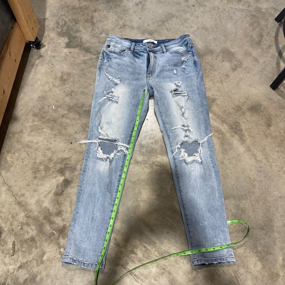KanCan Light Blue Distressed Straight Leg Jeans